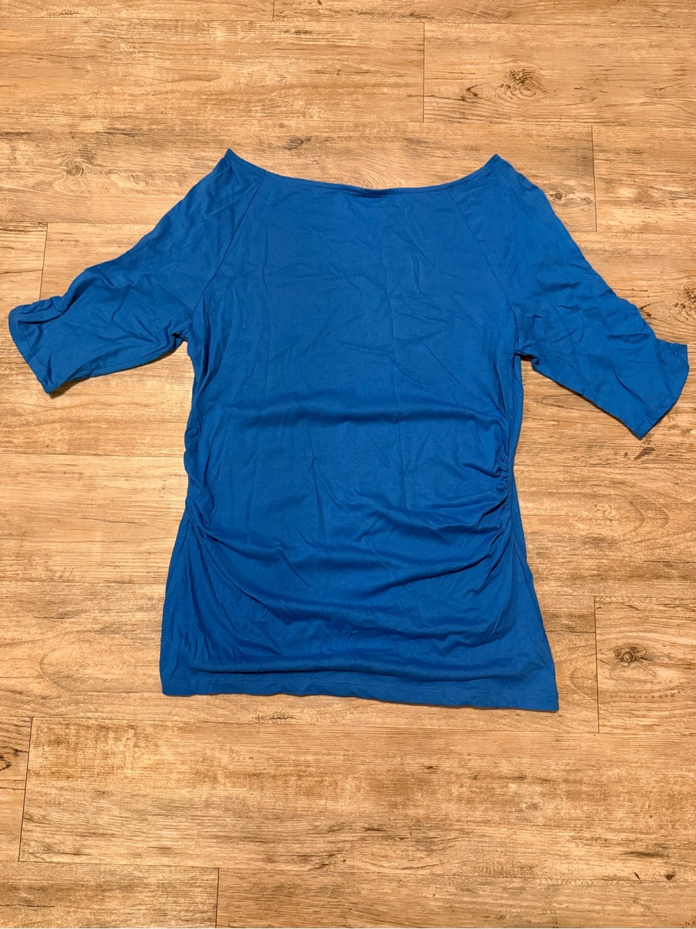 New York & Company Royal Blue Off-Shoulder Elbow Sleeve Tunic